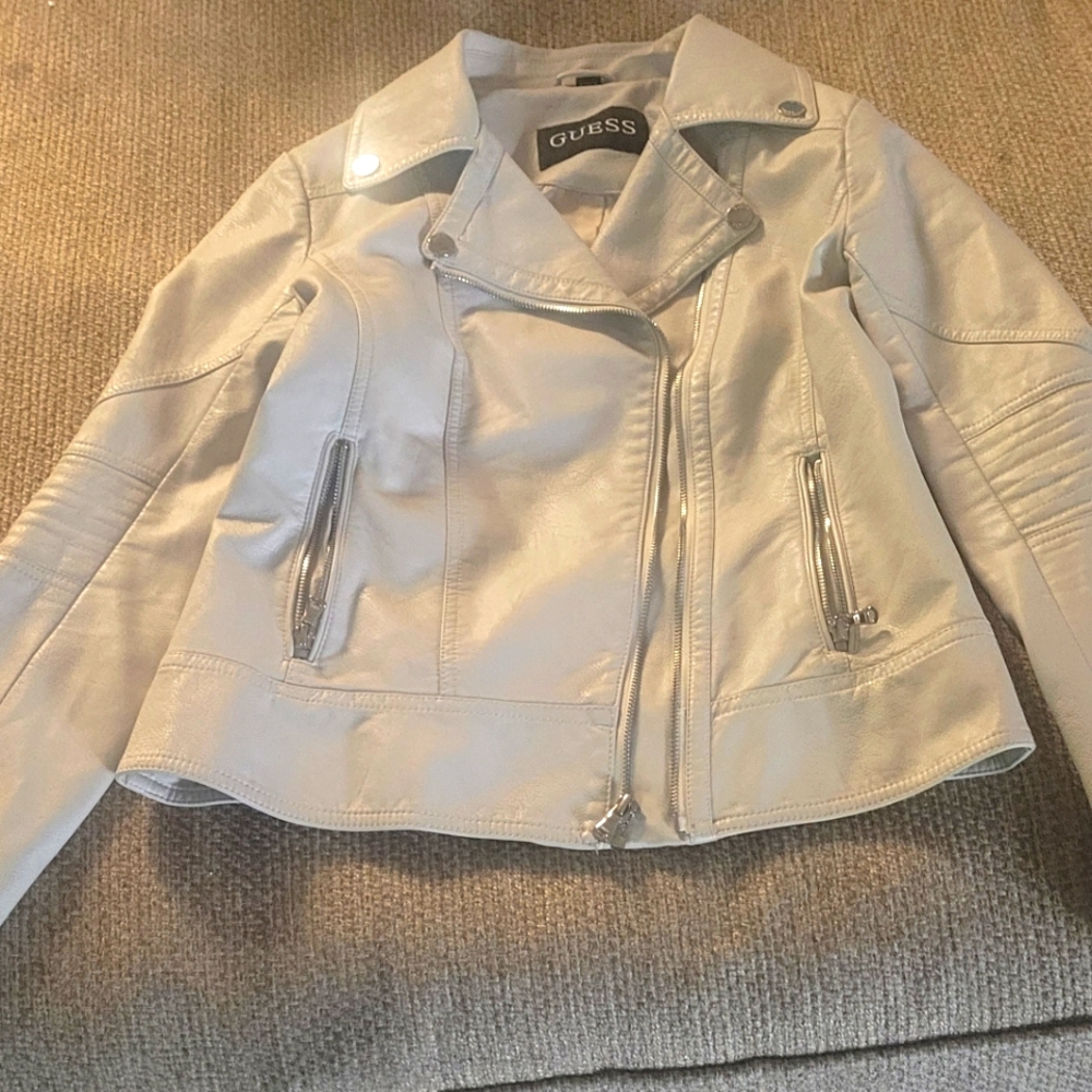 GUESS Cream Leather Jacket